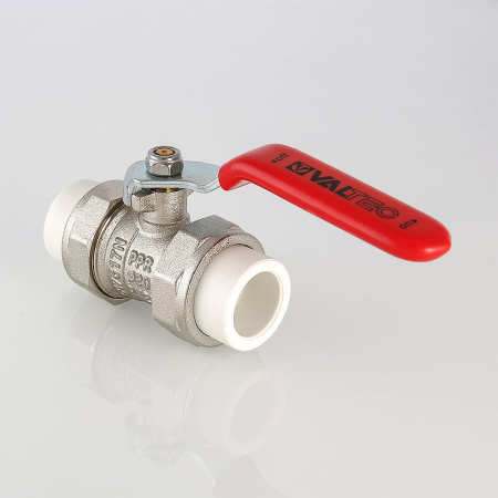 Кран шаровой Valtec латунный с двумя переходами на полипропиленовую трубу 20 мм