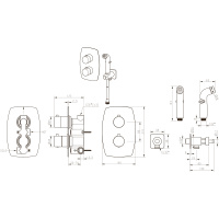Смеситель Lemark Ursus LM7240BL термостатический с гигиеническим душем встраиваемый