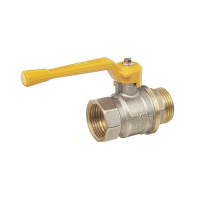 Кран шаровой латунный БАЗ Standart 11Б27п1 DN40 PN40 никелированный газовый рычаг муфта-штуцер