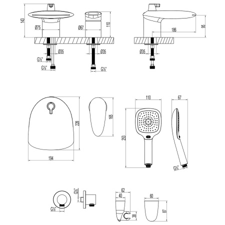 Смеситель Lemark Status LM4447C на борт ванны
