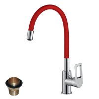 Смеситель Rossinka Z35-35U для кухни с гибким цветным изливом Красный