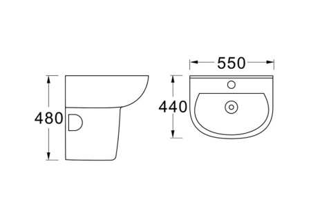 Раковина подвесная Aquatek 550*440 для установки на пьедестал белая
