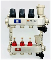 Коллекторная группа TIM с расходомерами 1" нержавеющая сталь без кранов 3 вых