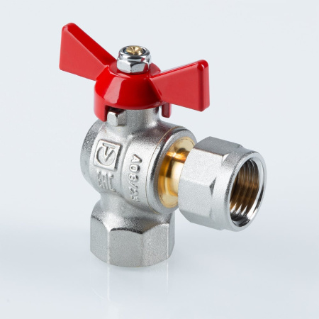 Кран шаровой Valtec угловой с накидной гайкой и внутренней резьбой 1" х 1"