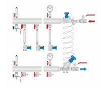 Узел коллекторный MVI Classic углеродистая сталь левое подключение Ду25 Ду15 c воздухоотводчиком 7 вых.