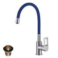 Смеситель Rossinka Z35-35U для кухни с гибким цветным изливом Синий