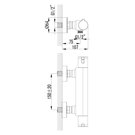 Смеситель Lemark Yeti LM7833C для душа термостатический
