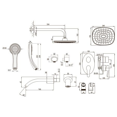 Смеситель Lemark Atlantiss LM3222C для ванны и душа встраиваемый
