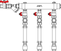 Узел коллекторный MVI MW2: Вход- Ду20 левый Выход- 1/2" х 4