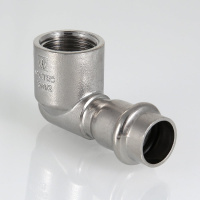 Угольник Valtec с переходом на внутреннюю резьбу нержавеющая сталь 28 мм х 3/4"