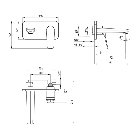 Смеситель Lemark Bronx LM3726BL для раковины встраиваемый