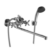 Смеситель Decoroom DR53043 двуручный для ванны универсальный с поворотным изливом 300 мм