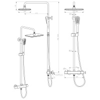 Смеситель Lemark Ursus LM7270BL для душа термостатический с регулируемой высотой штанги и лейкой верхнего душа Тропический дождь