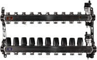 Коллекторная группа TIM с настроечными и термостатическими клапанами дренажными кранами и авто-воздухоотводчиками 1" нерж 10 вых
