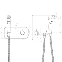 Смеситель Rossinka X25-59 термостатический с гигиеническим душем встраиваемый
