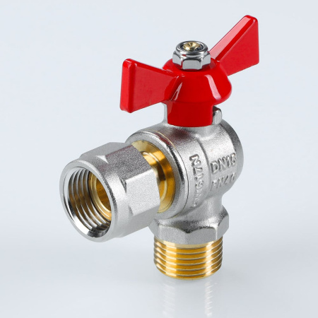 Кран шаровой Valtec угловой с накидной гайкой и наружной резьбой 1/2" х 3/4"