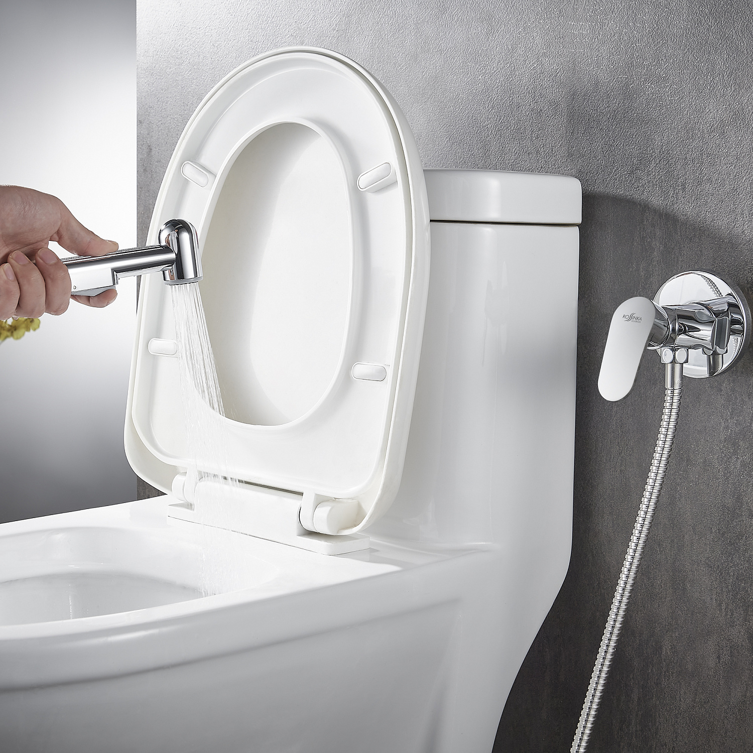 Смеситель Rossinka RS45-51 с гигиеническим душем встраиваемый