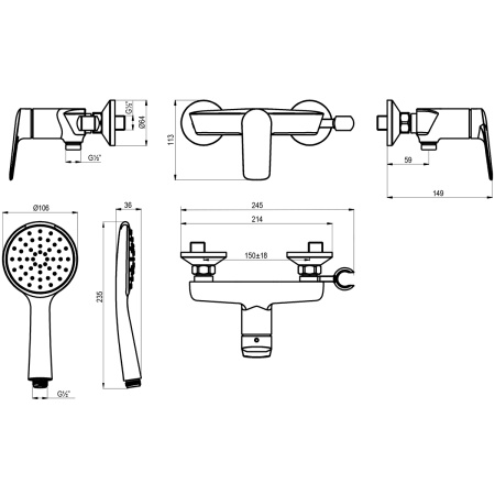 Смеситель Lemark Verba LM11403C для душа