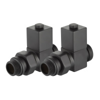 Набор дизайн-вентилей Royal Thermo CUBE прямой 1/2" Черный