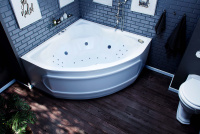 Акриловая угловая ванна Aquatek Сириус 164х164 без фронтального экрана, без гидромассажа, вклеенный сварной каркас