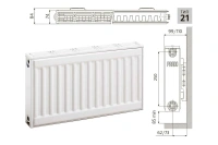 Панельный радиатор PRADO CLASSIC Тип 21, 300х400мм резьба-4G1/2'', 490вт, боковое подключение