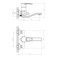 Смеситель Decoroom DR70044 одноручный для ванны универсальный с поворотным изливом 200 мм