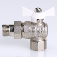 Кран шаровой Valtec Base угловой с полусгоном и белой ручкой 3/4"