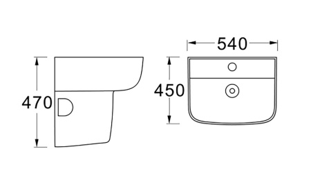 Раковина подвесная Aquatek 540*450 для установки на пьедестал белая