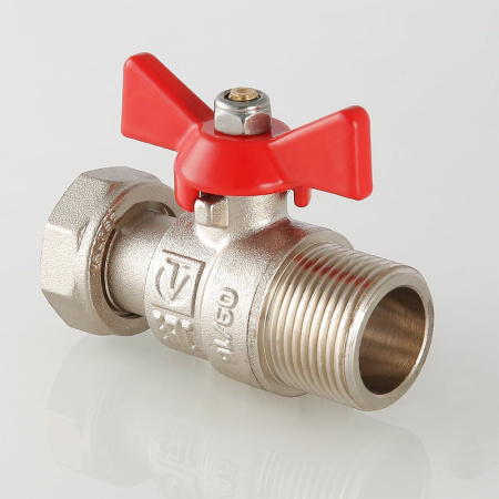 Кран шаровой Valtec с накидной гайкой и наружной резьбой 3/4"