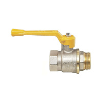 Кран шаровой латунный БАЗ Standart 11Б27п1 DN40 PN40 никелированный газовый рычаг муфта-штуцер