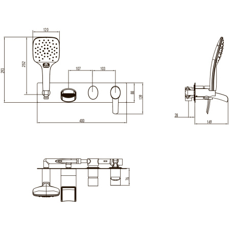 Смеситель Lemark Atlantiss LM3224C для ванны и душа встраиваемый