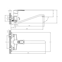 Смеситель Rossinka T40-34 для ванны универсальный с S-образным изливом