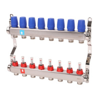 Коллектор MVI из нержавеющей стали в сборе с расходомерами 1" x 3/4" ЕК PN10 8 вых.