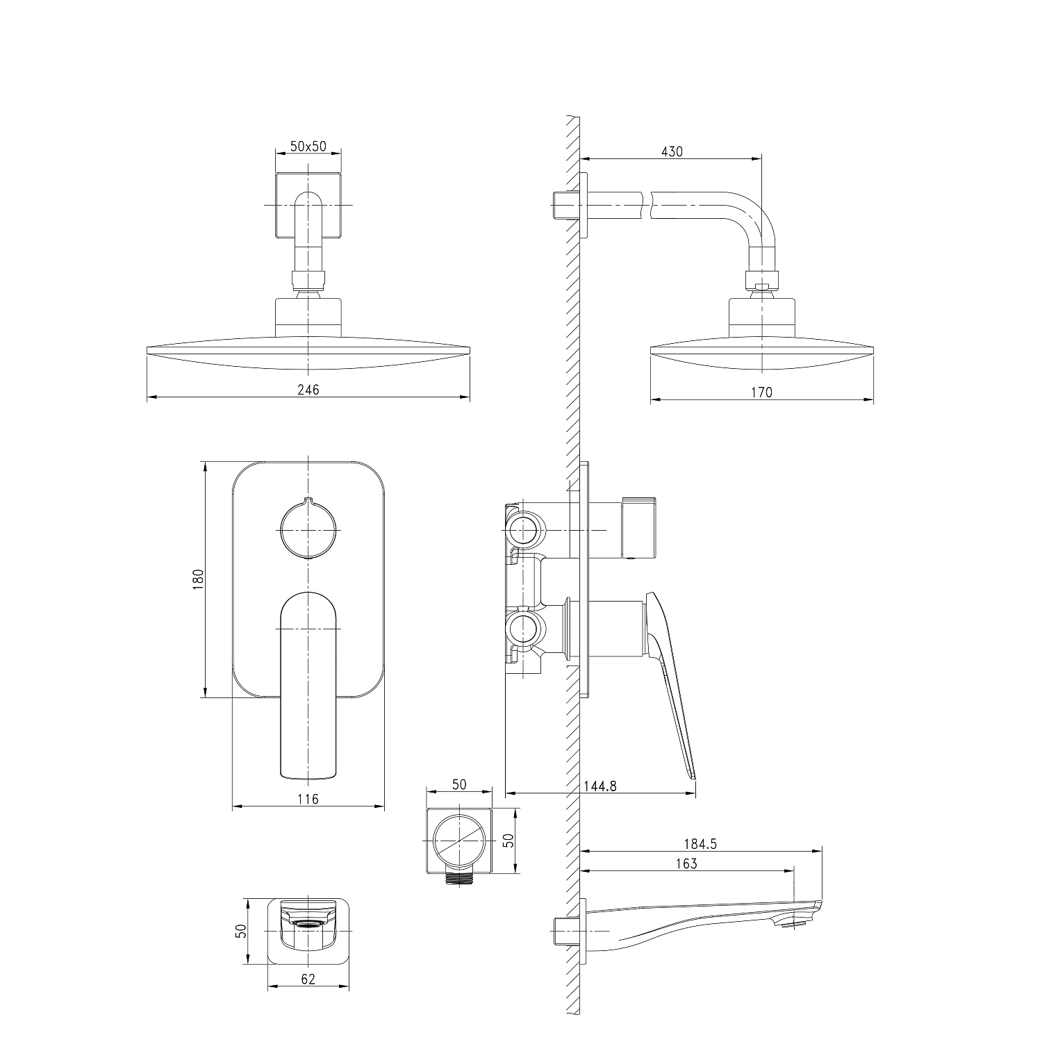 Смеситель Lemark Allegro LM5922CW для ванны и душа встраиваемый