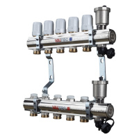 Коллекторный блок латунный Valtec c регулирующими и балансировочными клапанами 1"x3/4" 12 вых