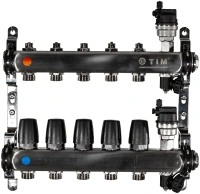 Коллекторная группа TIM с настроечными и термостатическими клапанами дренажными кранами и авто-воздухоотводчиками 1" нерж 5 вых