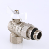 Кран шаровой Valtec Base угловой с полусгоном и дополнительным уплотнением 3/4"