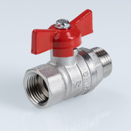 Шаровой кран Valtec Стандарт никелированный (ГОСТ) c ручкой-бабочкой и внутренней–наружной резьбой 1/2"