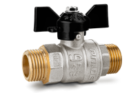 Кран шаровой латунный LD Pride 47.304 DN 15 PN 40, наружняя-наружняя резьба, рукоятка-бабочка черная