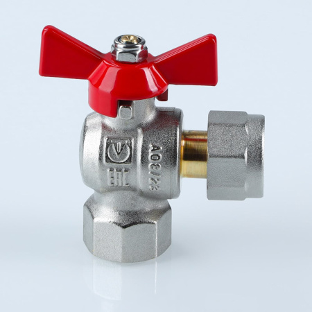 Кран шаровой Valtec угловой с накидной гайкой и внутренней резьбой 1" х 1"
