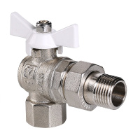 Кран шаровой Valtec Base угловой с полусгоном и белой ручкой 3/4"