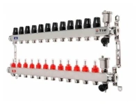 Коллекторная группа TIM с расходомерами 1" нержавеющая сталь без кранов 12 вых