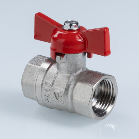 Шаровой кран Valtec Стандарт никелированный (ГОСТ) c ручкой-бабочкой и внутренней резьбой 3/4"