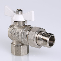 Кран шаровой Valtec Base угловой с полусгоном и белой ручкой 3/4"