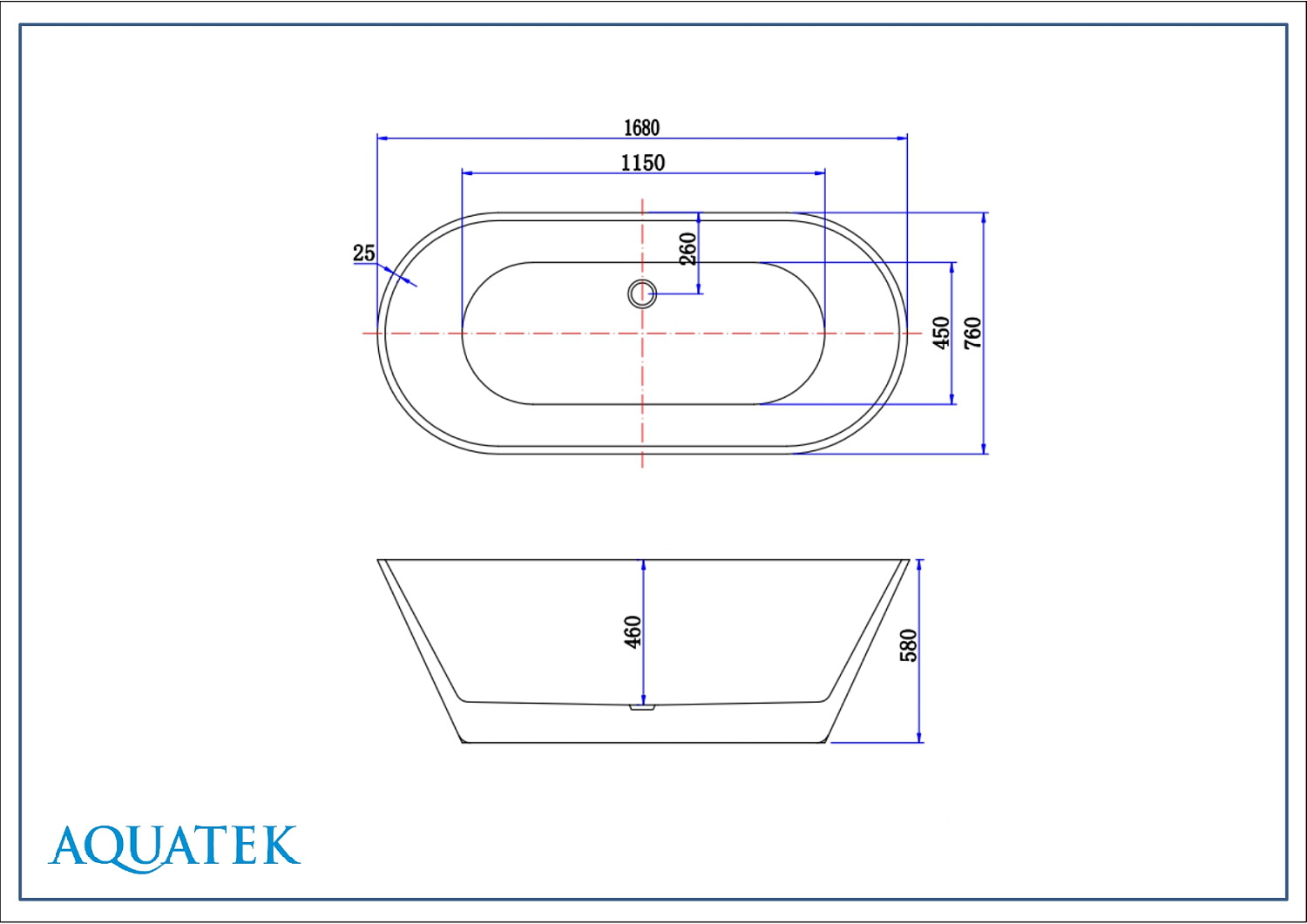 Ванна отдельностоящая Aquatek Хорса 168х76