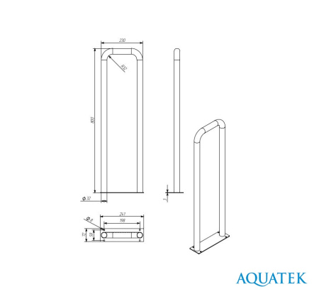 Поручень настенный стационарный Aquatek 230 мм 80 см