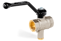 Кран шаровой латунный LD для датчика температуры Pride 45.341 DN 15 PN 40, внутренняя-внутренняя резьба, рукоятка-рычаг