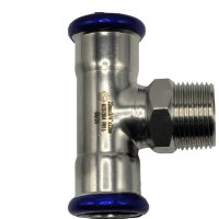 Пресс-тройник с наружной резьбой MVI 22х1/2” нержавеющая сталь