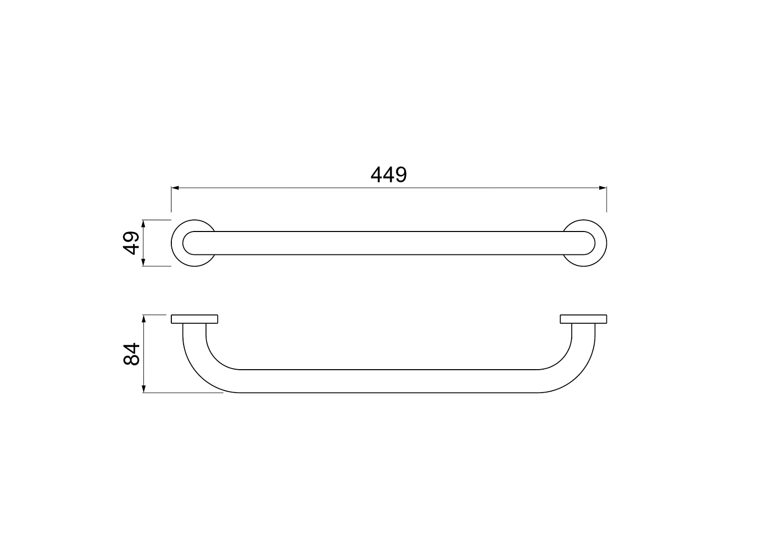Поручень 450 мм Aquatek хром