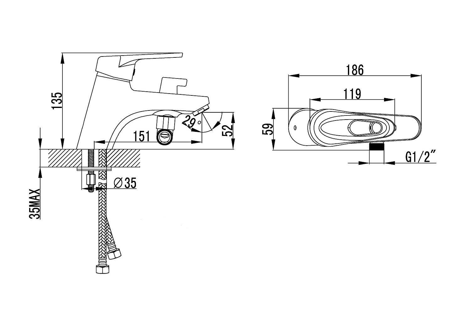 Смеситель Lemark Luna LM4115C на борт ванны